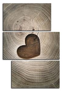 Obraz na plátně - Srdce na dřevěném pozadí - obdélník 7207D (90x60 cm)