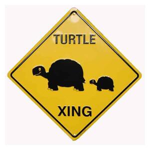 Plechová cedule Turtles crossing 30 cm x 30 cm