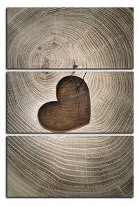 Obraz na plátně - Srdce na dřevěném pozadí - obdélník 7207B (120x80 cm)
