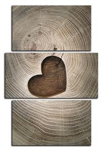 Obraz na plátně - Srdce na dřevěném pozadí - obdélník 7207C (90x60 cm)