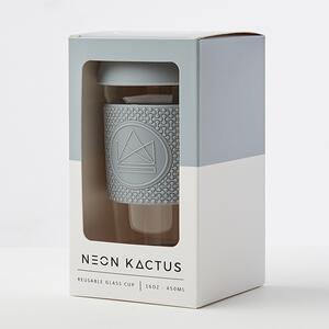 Skleněný hrnek na kávu, L, 450 ml, Neon Kactus, šedý
