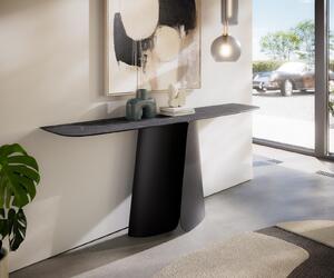DELIFE Konzolový stůl Edge oválný tvar 180×40 cm keramika Laminam® Nero Greco antracitová Livos kov černá