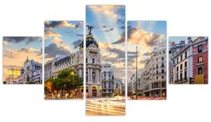Obraz - Calle Gran Vía, Madrid, Španělsko (125x70 cm)