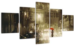 Obraz - Žena za deštivé noci (125x70 cm)