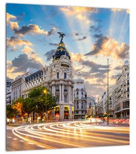 Obraz - Calle Gran Vía, Madrid, Španělsko (30x30 cm)