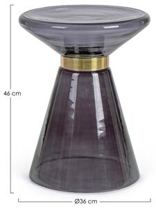 Bizzotto Šedo fialový skleněný odkládací stolek Azmin 36 cm