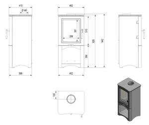 Kratki KOZA/K5/S/W - Krbová ocelová kamna KOZA/K5/S/W 7kW 150mm