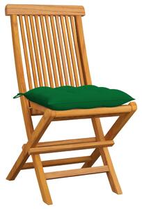 Zahradní židle se zelenými poduškami 6 ks masivní teak