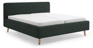 MUZZA Čalouněná postel taupe 140 x 200 cm manšestr zelená