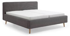 Čalouněná postel taupe 180 x 200 cm manšestr šedá