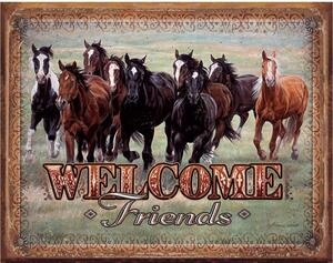 Plechová cedule Welcome Friends - Horses 40 cm x 32 cm