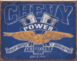 Plechová cedule Chevy Power Restricted 40 cm x 32 cm