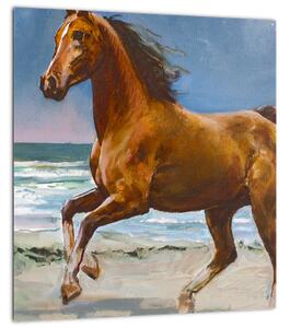 Obraz koně na pláži (30x30 cm)