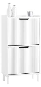 SoBuy FSR177-W Vyklápěcí botník se 2 dvířky Botník Úzký botník Bílá 50x90x19 cm