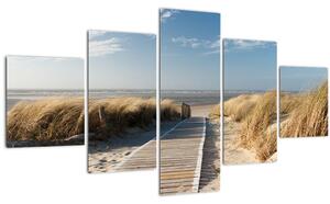 Obraz - Písečná pláž na ostrově Langeoog, Německo (125x70 cm)