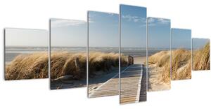 Obraz - Písečná pláž na ostrově Langeoog, Německo (210x100 cm)