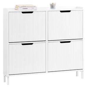 SoBuy FSR177-L-W Vyklápěcí botník se 4 dvířky Botník Úzký botník Bílá 100x91x19 cm