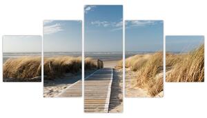 Obraz - Písečná pláž na ostrově Langeoog, Německo (125x70 cm)