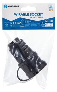 Aigostar - Zásuvka do vlhkého prostředí 16A 250V IP44