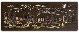 "Chata v horách" světelný obraz 230V 130x50cm provedení povrchu: dub B