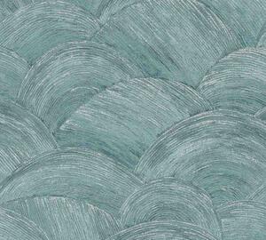 A.S. Création | Vliesová tapeta na zeď DIMEX 2025 39105-2 | 0,53 x 10,05 m | tyrkysová, modrá, metalická, vining ivy