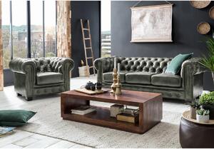 Sob nábytek - Sedací souprava pravá kůže Chesterfield zelená - F0A00000883W