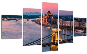 Obraz - Panorama města, Budapešť, Maďarsko (125x70 cm)
