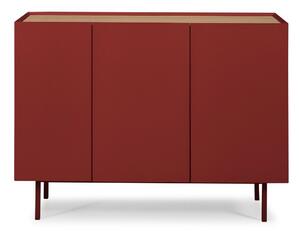 Červená nízká komoda v dekoru dubu 110x85 cm Arista – Teulat