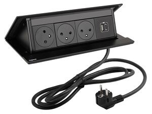 LEGRAND PopUp, 2x230V, 3x230V, 1x USB A/C, elektrická zásuvka, 492657 černá matná