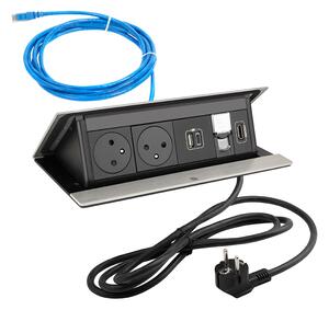 LEGRAND PopUp, 2x230V, 1x USB A/C, 1x RJ45, 1x HDMI, elektrická zásuvka, 492652 eloxovaný hliník