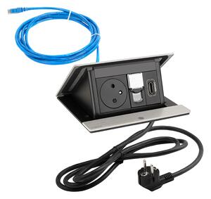 LEGRAND PopUp, 1x 230V, 1x RJ45, 1x HDMI, elektrická zásuvka, 492635 eloxovaný hliník