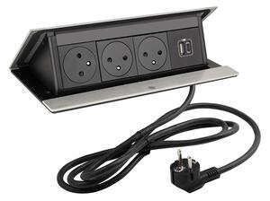 LEGRAND PopUp, 2x230V, 3x230V, 1x USB A/C, elektrická zásuvka, 492655 eloxovaný hliník