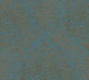A.S. Création | Vliesová tapeta na zeď Metropolitan Stories 3 Travel 39112-4 | 0,53 x 10,05 m | modrá, metalická, bronzová, vining ivy