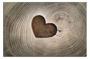 Obraz na plátně - Srdce na dřevěném pozadí 1207A (60x40 cm)