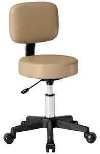 HOMCOM Rolling Stool with Backrest, Height Adjustable (72–84 cm / 28.3–33.1 in), 360° Swivel Office/Salon/Massage Stool – Light Brown | Aosom