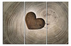 Obraz na plátně - Srdce na dřevěném pozadí 1207B (90x60 cm )
