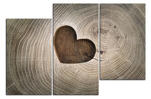 Obraz na plátně - Srdce na dřevěném pozadí 1207D (90x60 cm)