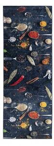 Makro Abra Kusový koberec do kuchyně KITCHEN 42750 Koření protiskluzový černý modrý Rozměr: 60x200 cm
