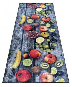 Makro Abra Kusový koberec do kuchyně KITCHEN 33530 Ovoce protiskluzový šedý modrý vícebarevný Rozměr: 60x200 cm