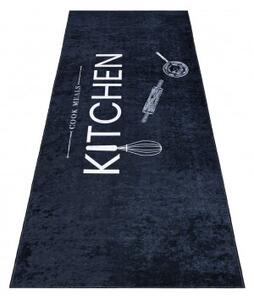 Makro Abra Kusový koberec do kuchyně KITCHEN 41290 protiskluzový černý modrý Rozměr: 60x200 cm
