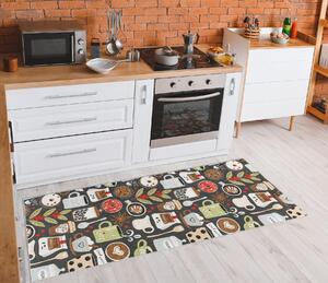 Makro Abra Kusový koberec vhodný k praní ANDRE 1297 Do kuchyně protiskluzový hnědý Rozměr: 80x200 cm