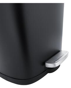 Odpadkový koš 5l černý do koupelny oblé hrany nášlapný s obdélníkovým víkem NIMCO KOS 8005-90
