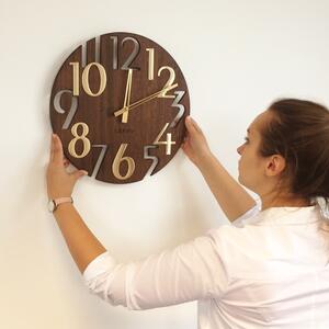 Dřevěné nástěnné hodiny 40 cm - tmavě hnědé