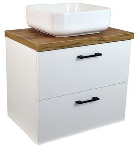 Koupelnová skříňka pod deskové umyvadlo Agria 60-HD - bílá/zlatý dub