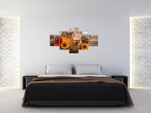 Obraz - Zátiší s medovými sklenicemi (125x70 cm)
