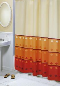 BELLATEX Koupelnové závěsy oranžová geometrie 180x200 cm