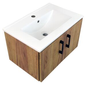 Koupelnová skříňka s keramickým umyvadlem Agria II GO 60 - zlatý dub