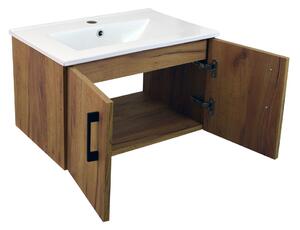 Koupelnová skříňka s keramickým umyvadlem Agria II GO 60 - zlatý dub