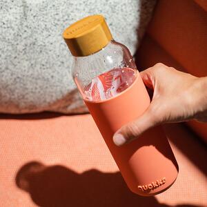 Skleněná lahev na vodu Flow, 660ml, Quokka, pink botanical