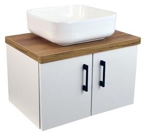 Koupelnová skříňka pod deskové umyvadlo Agria II W 60-HD - bílá/zlatý dub